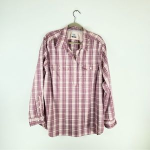 Ridgecut Tough Womens 2X Long Sleeve 1/4 Button Shirt Wicking Pink Purple Plaid